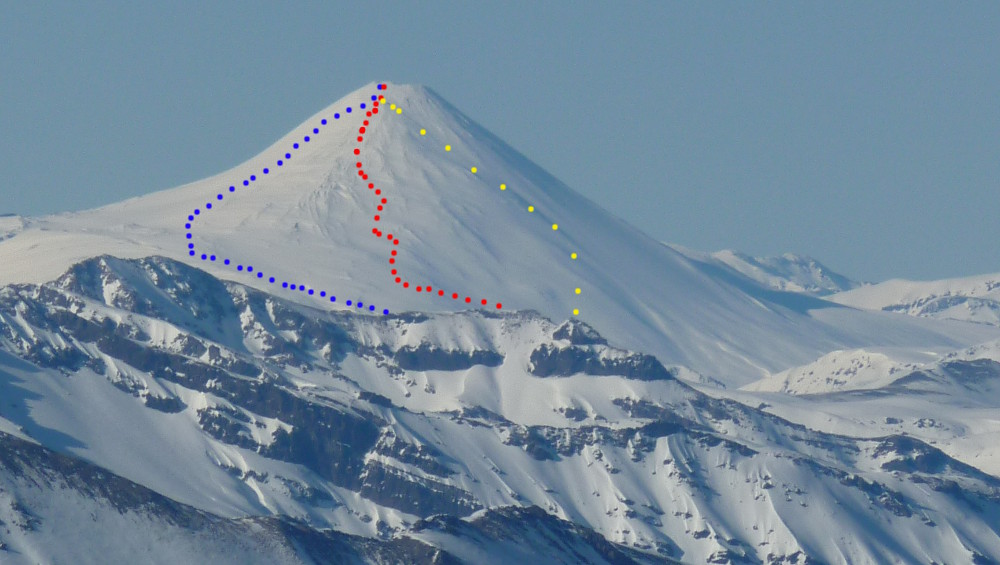 Routes on Volcan Antuco from Nevados de Chillan